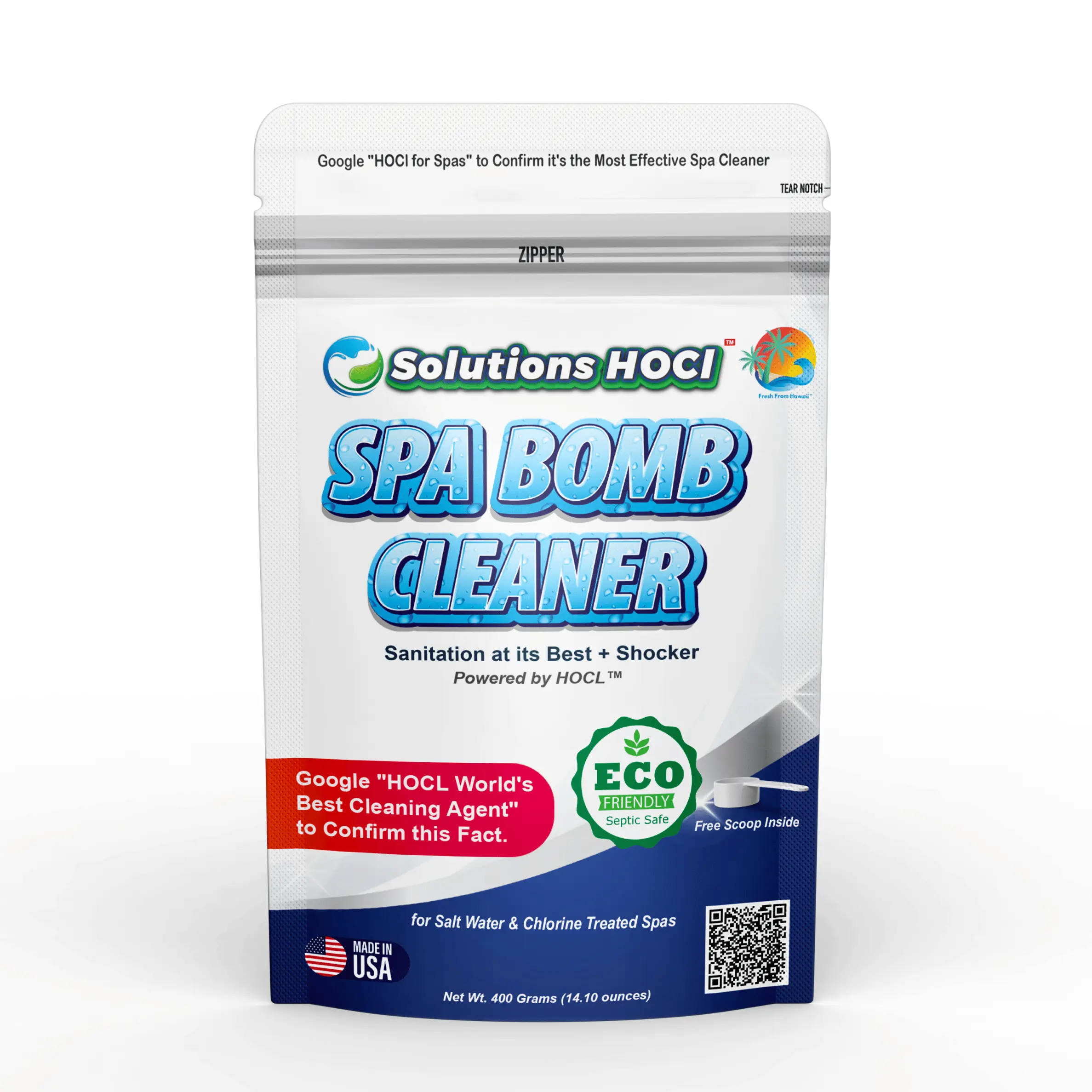 Solutions HOCL Power Clean with HOCL - Spa, Hot Tub, Bathtubs & Whirlpools Cleaner - Spa Surface Cleaner Bomb - Super Cleans Your Spa - 400 Grams Pack
