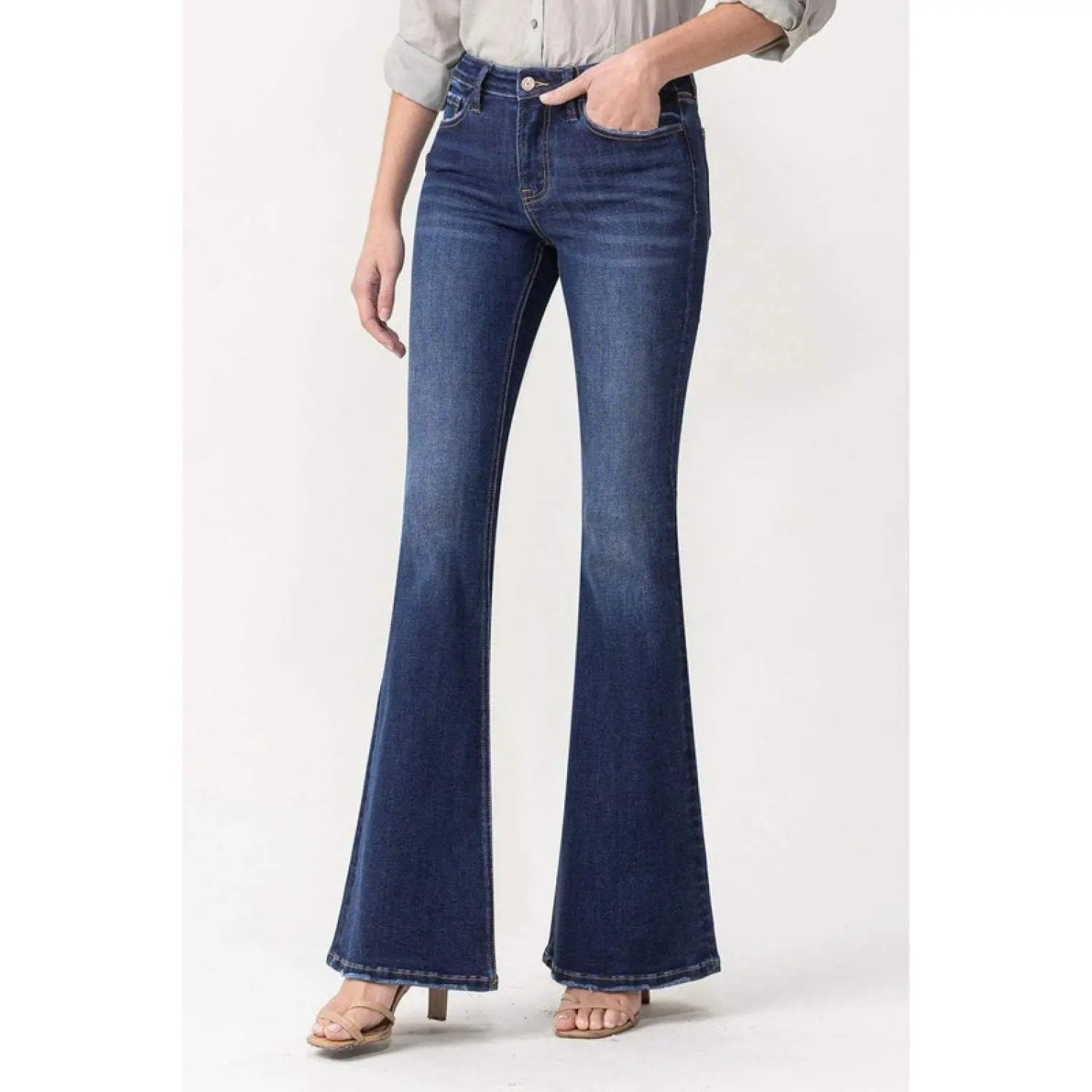 Lovervet Full Size Joanna Midrise Flare Jeans