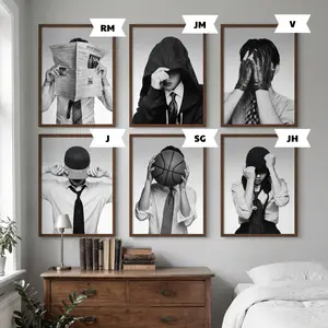 [Poster No Frame] OT7 Vintage Black & White Portrait Poster | Retro Aesthetic Wall Art | Minimalist Gallery Decor