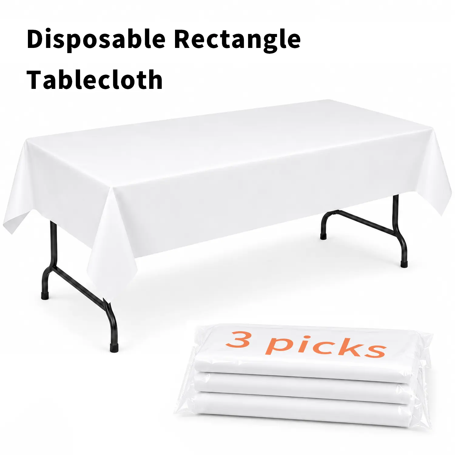 3 Pack Waterproof Disposable Table Covers 54"x108" Rectangle PE Table Cloth for Indoor Outdoor Party
