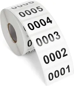 001-500 Count Inventory Numbered Stickers Roll, Self-Adhesive Consecutive Number Labels Tag for Storage Organizing, Moving Box Labeling, Business Supplies (White