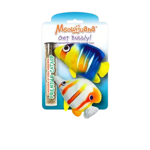 Get Bubbly Tropical Fish Refillable Multipack Cat Toys - Interactive Plush Cat Toy