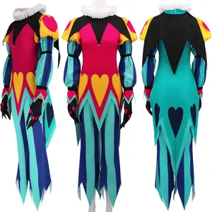 Unisex Fizzarolli Clown Costume Set with Tail Gloves Hat for Halloween