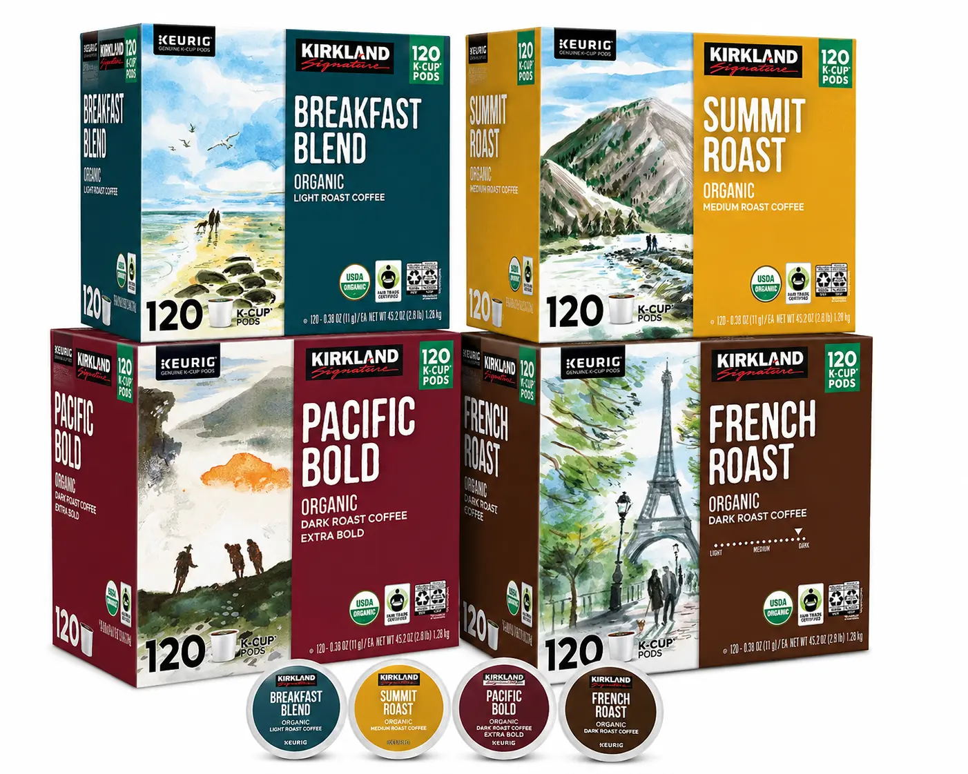 Kirkland Signature Organic K-Cup Coffee Pods, 120 Count, Keurig Compatible, Choose Your Roast