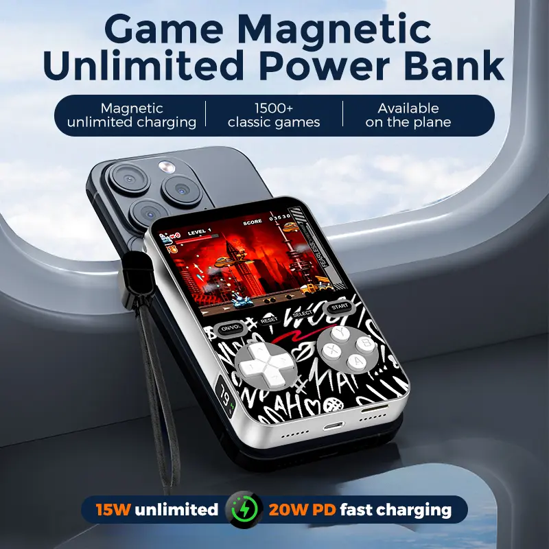 Miro Retro Handheld Game Console Power Bank - 5000mAh Wireless Charging Multifunctional Compact Charger for Smartphones, Electronic Devices, Game Accessories,back to school,back to school haul