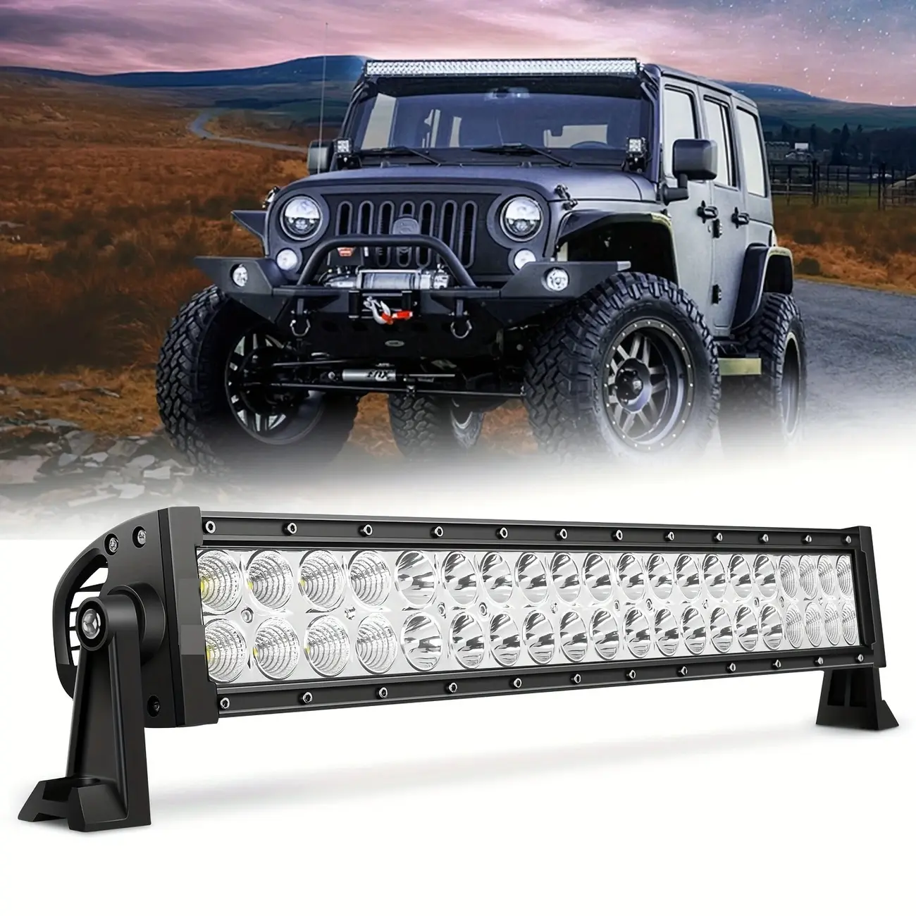 Led Light Bar 22 Inch  Lighting Accessories Dual Row Yellow Spot Led Off Road Driving Lights