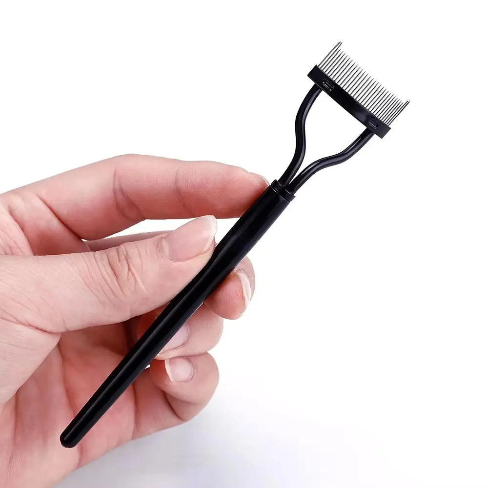 Eyelash Separator Metal Teeth Straight Eyelash Curler Handle Beauty Makeup Stainless Eyelash Brush Comb Mascara Curl Makeup Tool Cosmetic Tools Eyelash Tools