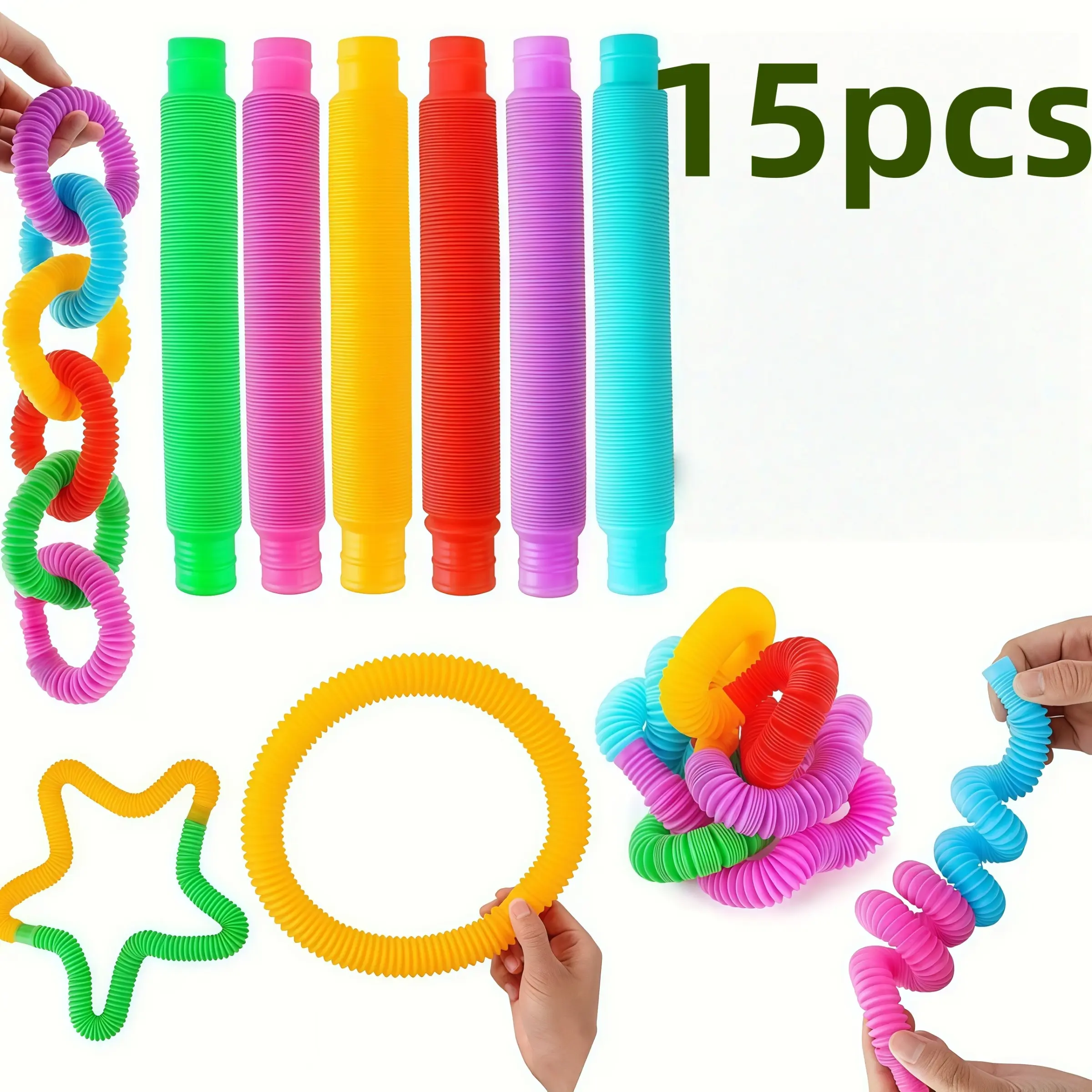 15-Piece Sensory Tube Toys Set, Fine Motor Skills & Learning, Stress Relief Fidgets Activity Toys, Party Gifts, Christmas Presents, Birthday Gifts, Sensory Bundle