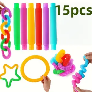 15-Piece Sensory Tube Toys Set, Fine Motor Skills & Learning, Stress Relief Activity Toys, Party Gifts, Christmas Presents, Birthday Gifts, Sensory Bundle