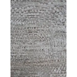 764 - Grey Modern Handmade Wool Silk Indian Area Rug