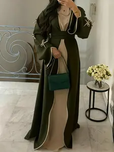 Women's Casual Fashion Long Dress, Wine Bowknot Design, Soft & Comfortable Fabric, Perfect for Daily Wear & Festive Occasions