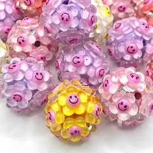 5pcs Bloom With a Smile Fancy Flower Beads - Smiley Face Craft Supplies DIY Beading & Jewelry Making