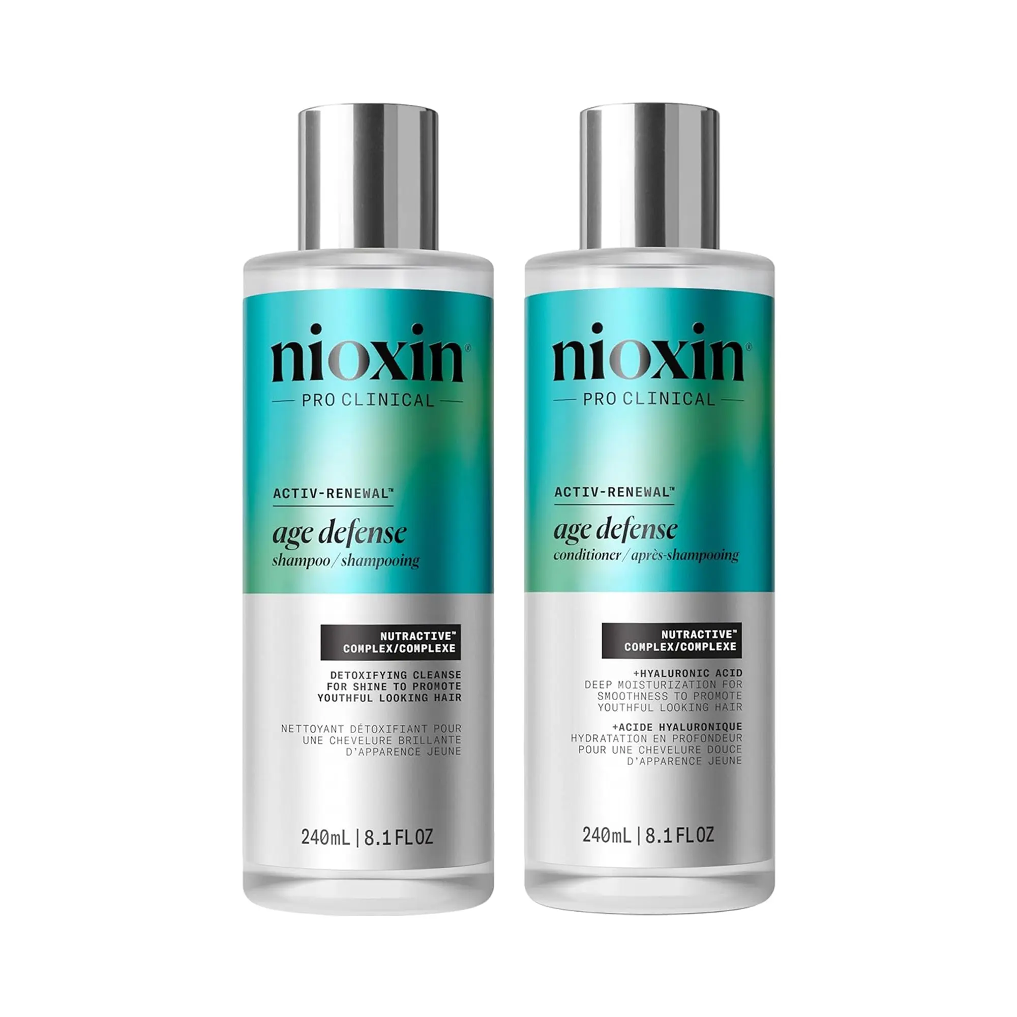 Nioxin Age Defense Haircare Duo - Hydrating, Hyaluronic Acid-Infused Shampoo & Conditioner for Restoring Hair, Lightweight Formula, Moisturizer, Cleanser, Restore