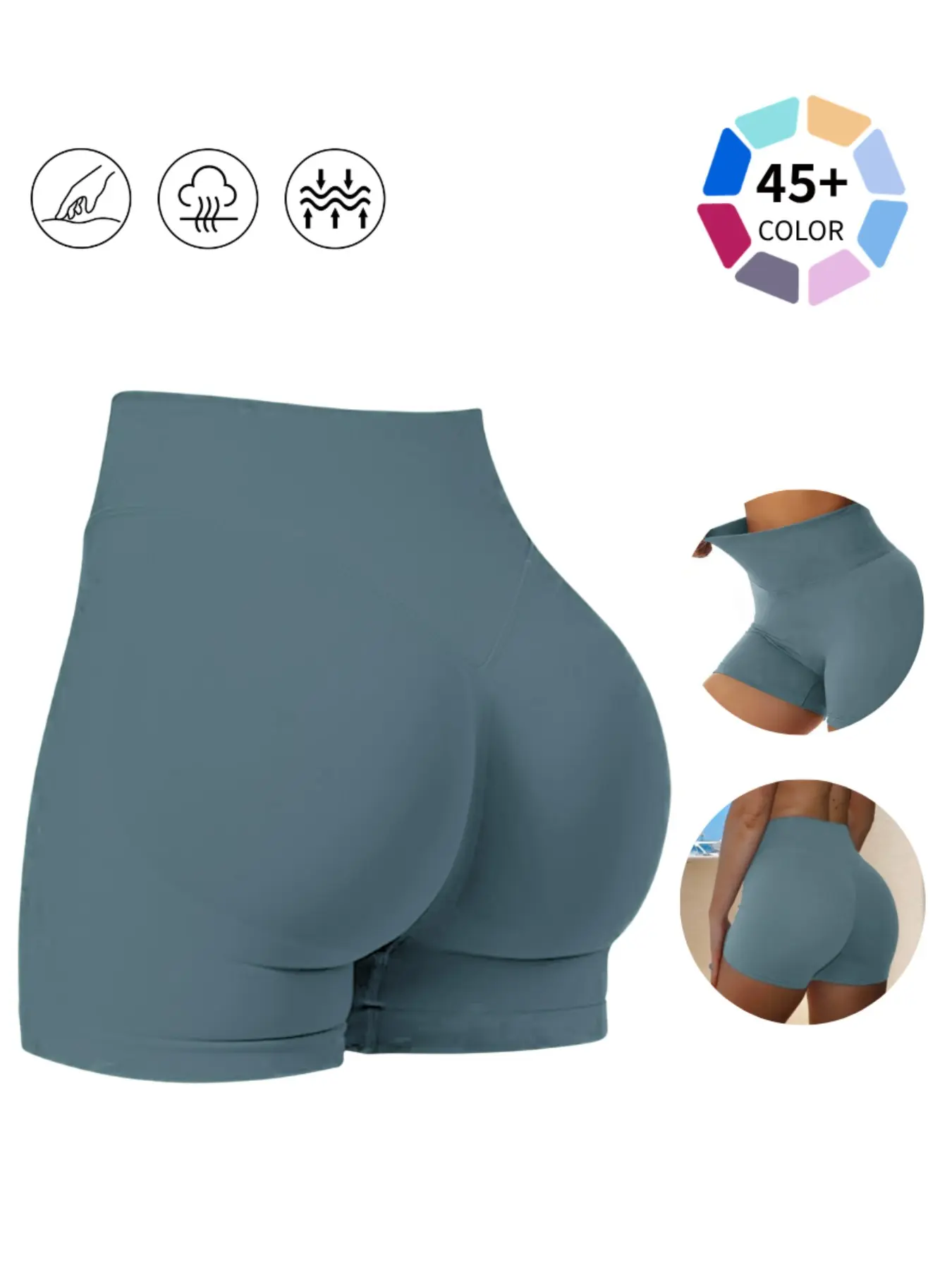 Peach Butt Scrunch Compression Gym Fitness Shorts for Women - High Waist Tummy Control Booty Lifting Shorts | 45+ Colors & Seamless Workout Activewear High Waisted Shorts