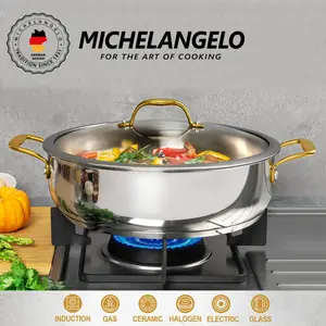 MICHELANGELO Stainless Steel Pan with Lid 7 Quart Saute Pan, Deep Frying Pan with Lid, Dishwasher and Oven-Safe, 12 Inch Cookware