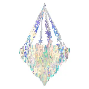 Iridescent Party Ornaments Hanging Chandelier Shaped Ceiling Decor for Wedding