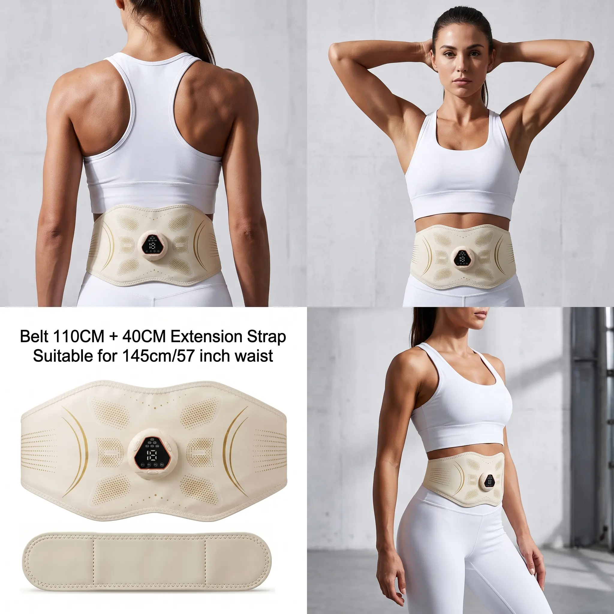 Women's 45cm Portable Electric Core Shaping Belt, Wireless Abdominal Training Equipment for Home Waist Workouts