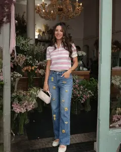 Embellished Straight Leg Denim cool Jeans