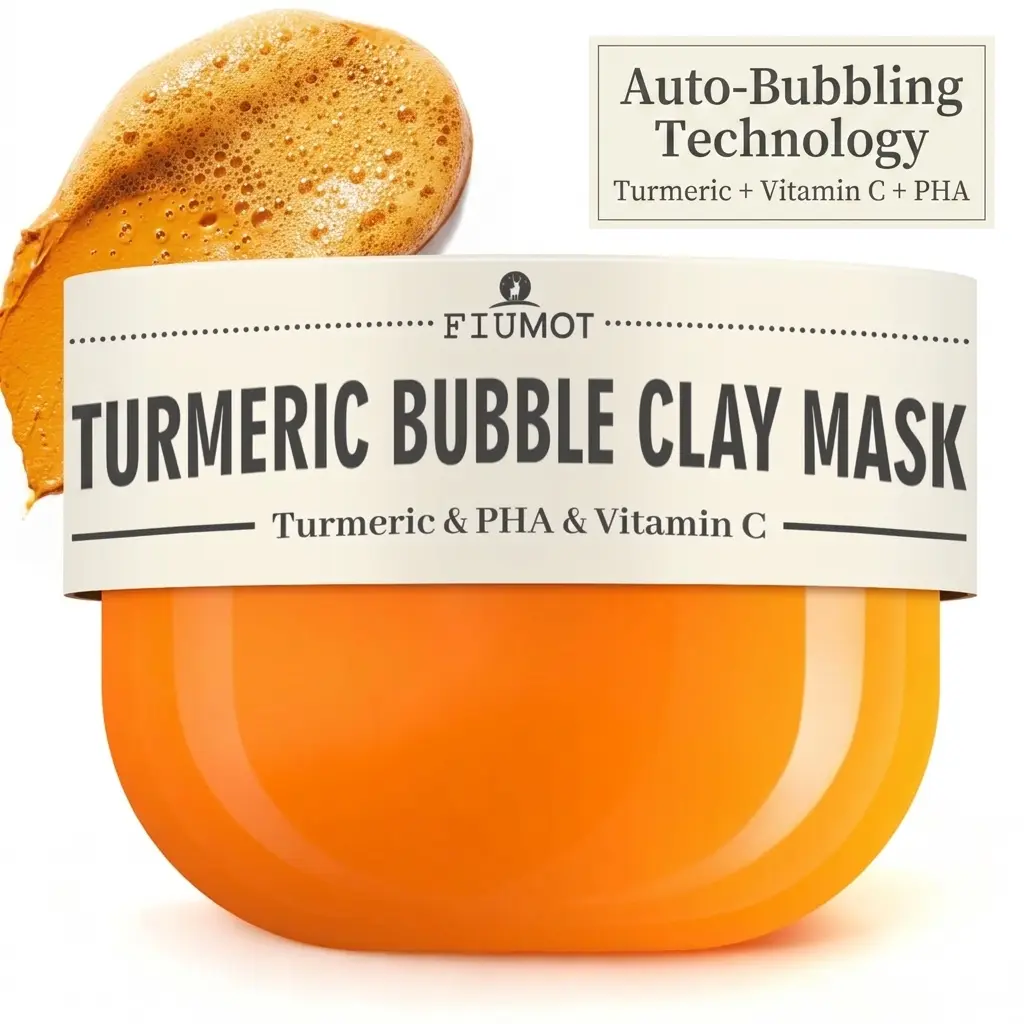 FIUMOT FIUMOT Turmeric & Vitamin C Bubble Clay Mask – Pore-Tightening, Oil-Balancing & Hydrating PHA Face Mask, All Skin Types, 3.53oz, Plant Based, Natural, Pore Detox Mask Moisturizing Facial Mask Aloe Smoother Soothing