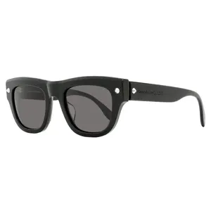 Alexander McQueen Stud Hinge Rectangular Sunglasses AM0425S 001 Black 51mm