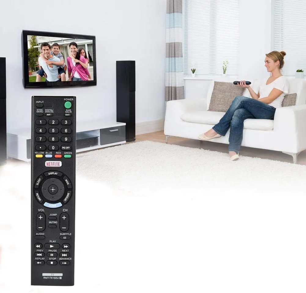 Sony Replacement RMT-TX102U Remote Control for Sony TVs RMT-TX100D RMT-TX200U RMT-TX300U RMT-TX200E RMT-TX300E Black Compatible Models