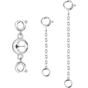 Necklace Extender, 925 Sterling   Necklace Clasps and Closures,  Double  Clasps Necklace Bracele Connector Extenders Extension Chains for  Making
