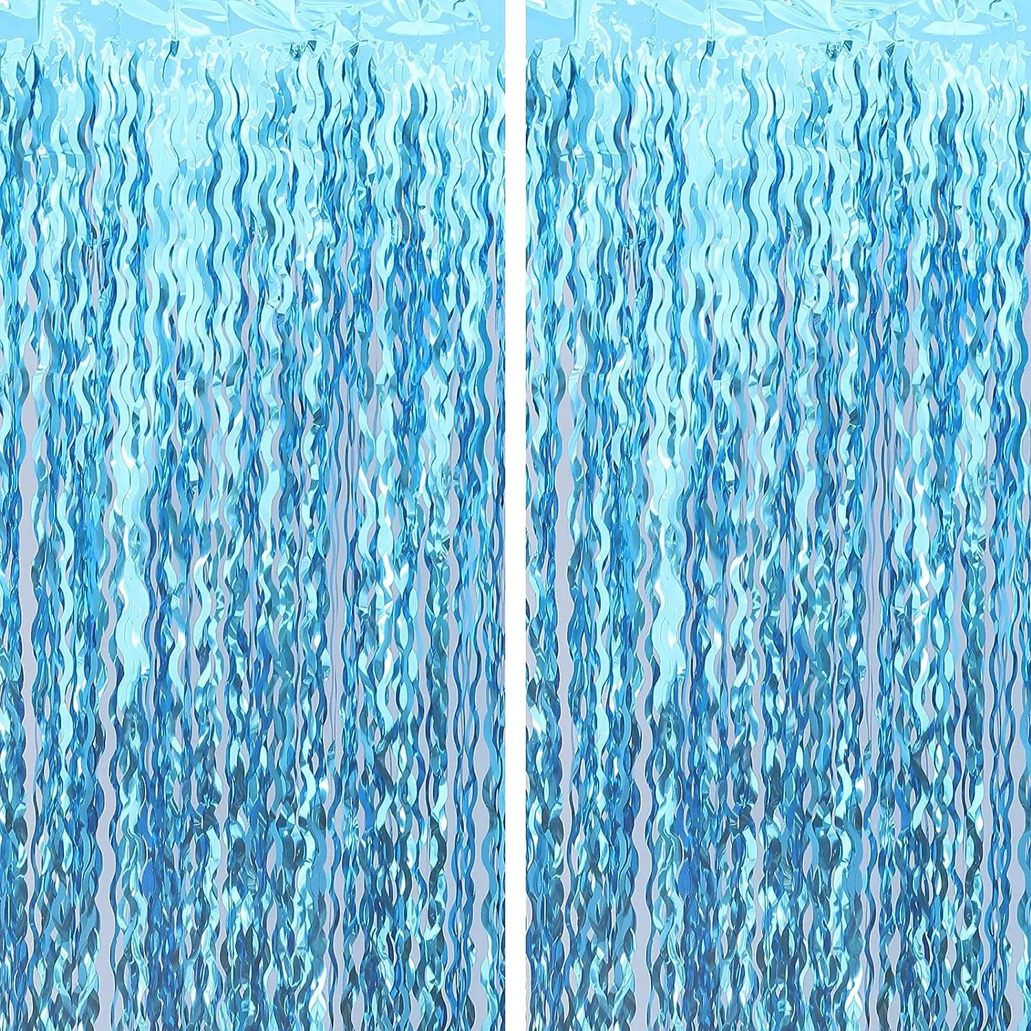 1pc, Wavy Tinsel Foil Streamer Fringe Backdrop Shimmer Wall Backdrop Teal Blue Backdrop For Mermaid Birthday, Under The Sea Party Photo Backdrops, Photoshoot Backdrops, Party Decoration (3.2 Ft X 6.6 Ft)