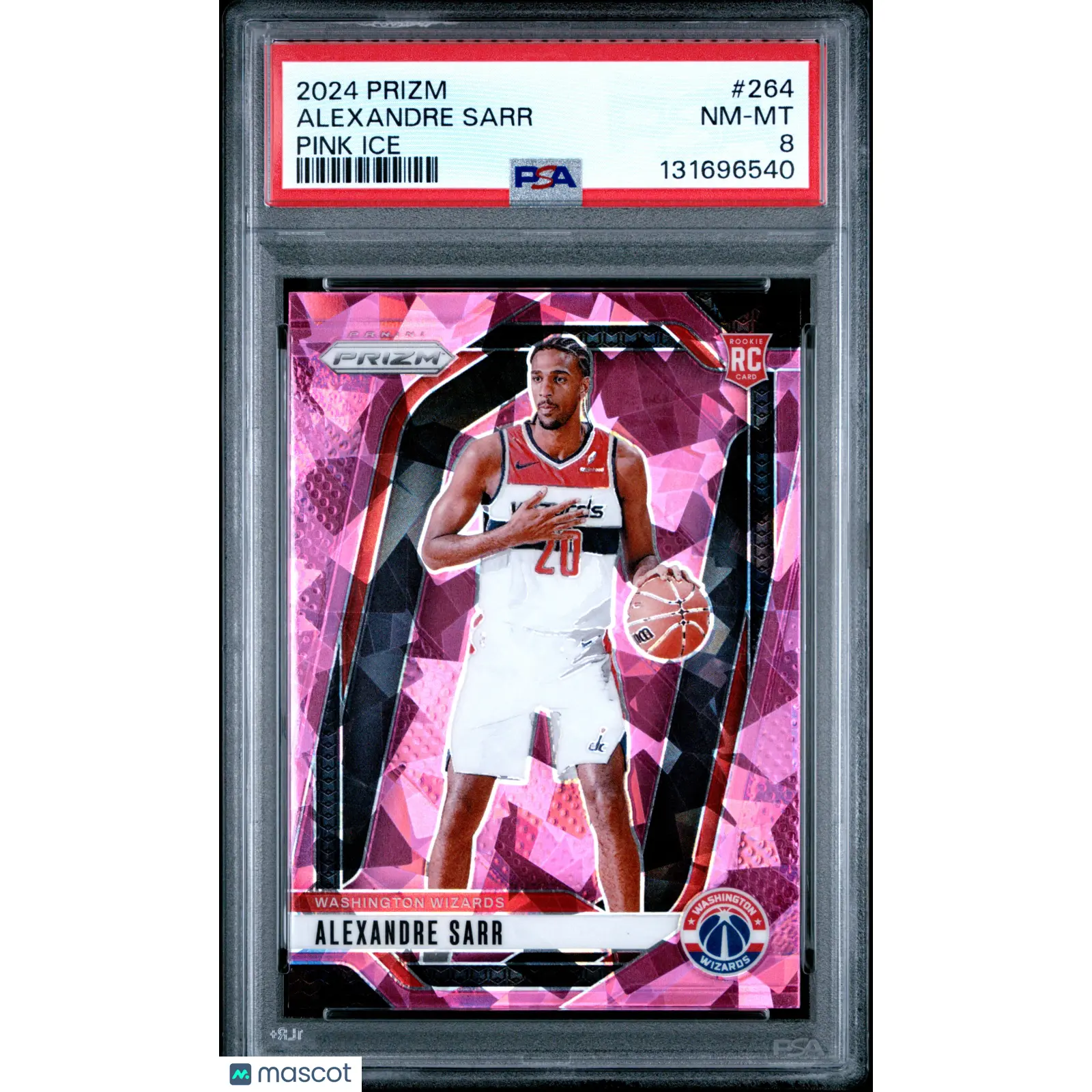 2024-25 Panini Prizm #264 Alexandre Sarr Pink Ice Prizm Rookie PSA 8