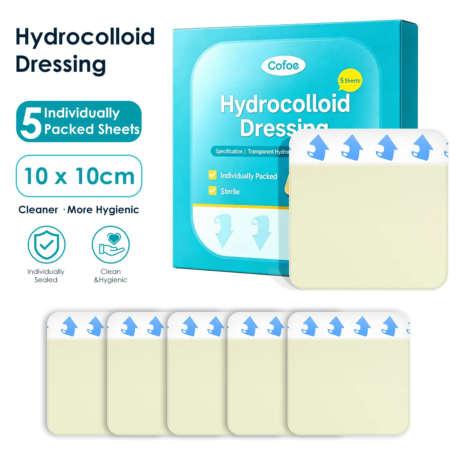 COFCARE Hydrocolloid Spot Patch | Individually Packed Fast Absorb Wound Dressing Multi‑Size Full Body Skin Care,Cut-to-Size, Hydrocolloid Patch Bandages with Self-Adhesive, Ultra Absorbent & Waterproof, First Aid Kit Essential