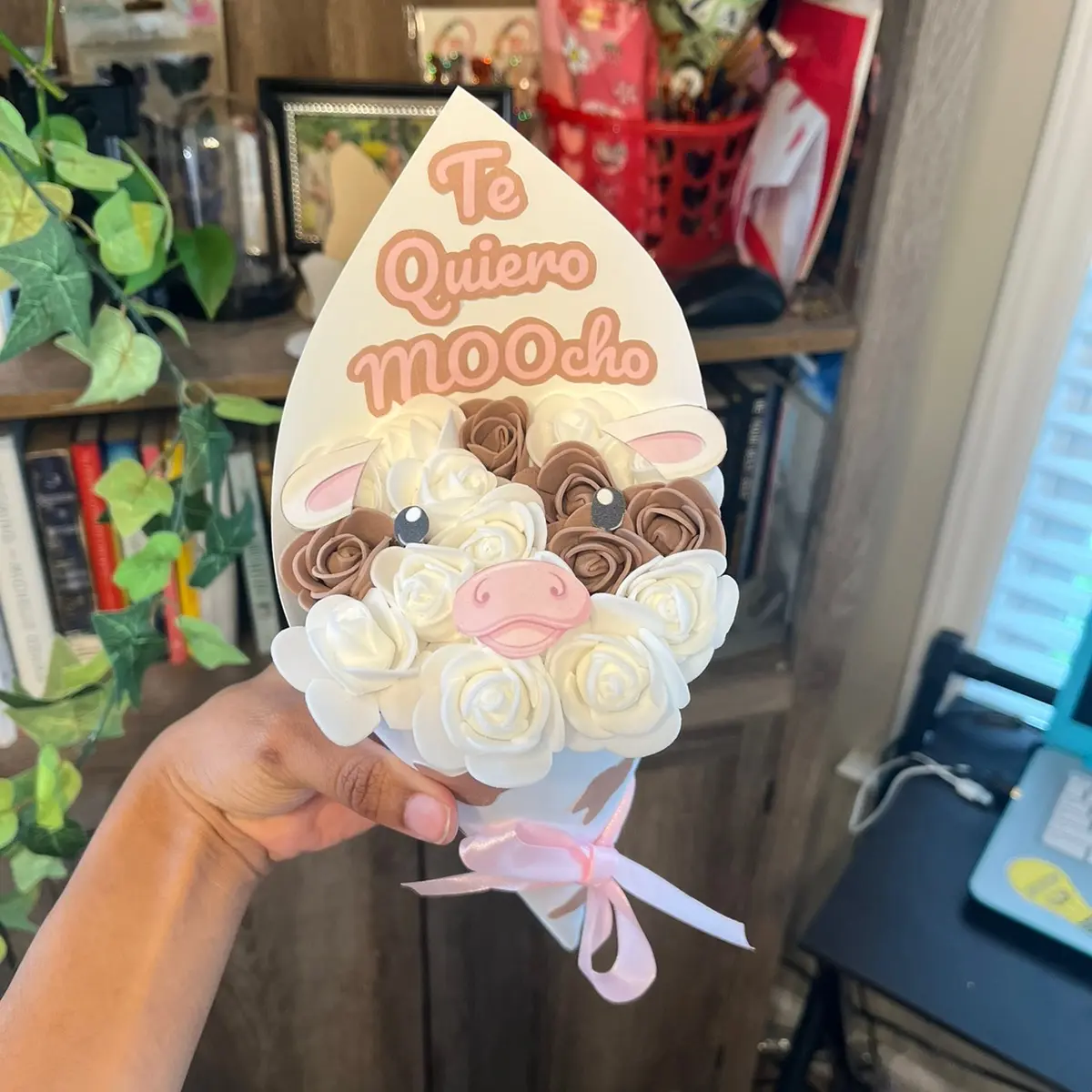 CUTE COW ROSE BOUQUET handmade flower CUTE COW ROSE BOUQUET handmade flower