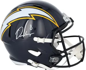 Omarion Hampton Los Angeles Chargers Autographed Riddell 2025 Alternate Navy Speed Replica Helmet - Fanatics Authentic Certified