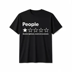 Unisex-Adults T-Shirt - Black, Small - Short Sleeve - Funny Review People One Star: Absolute Nightmare Would Not Recommend, Suitable For Mens & Womens Outdoor T-Shirt, 100%Cotton, S-XXXL