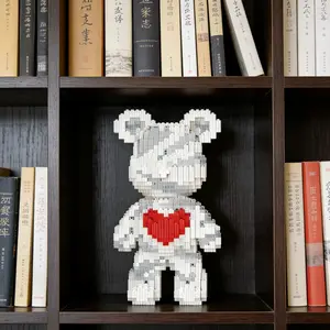 Large Heart Lucky Bear 3D Puzzle Building Block Decoration, Teddy Bear, Home Office Shelf Decor, Party Tabletop Display, Ideal Gift
