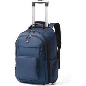 17.3 Inch Rolling Backpack for Adults, 40L Water Resistant Laptop Backpack with Wheels, Flight Approved Carry  Luggage for Business Travel, Roller Bag for Men Women College, Blue