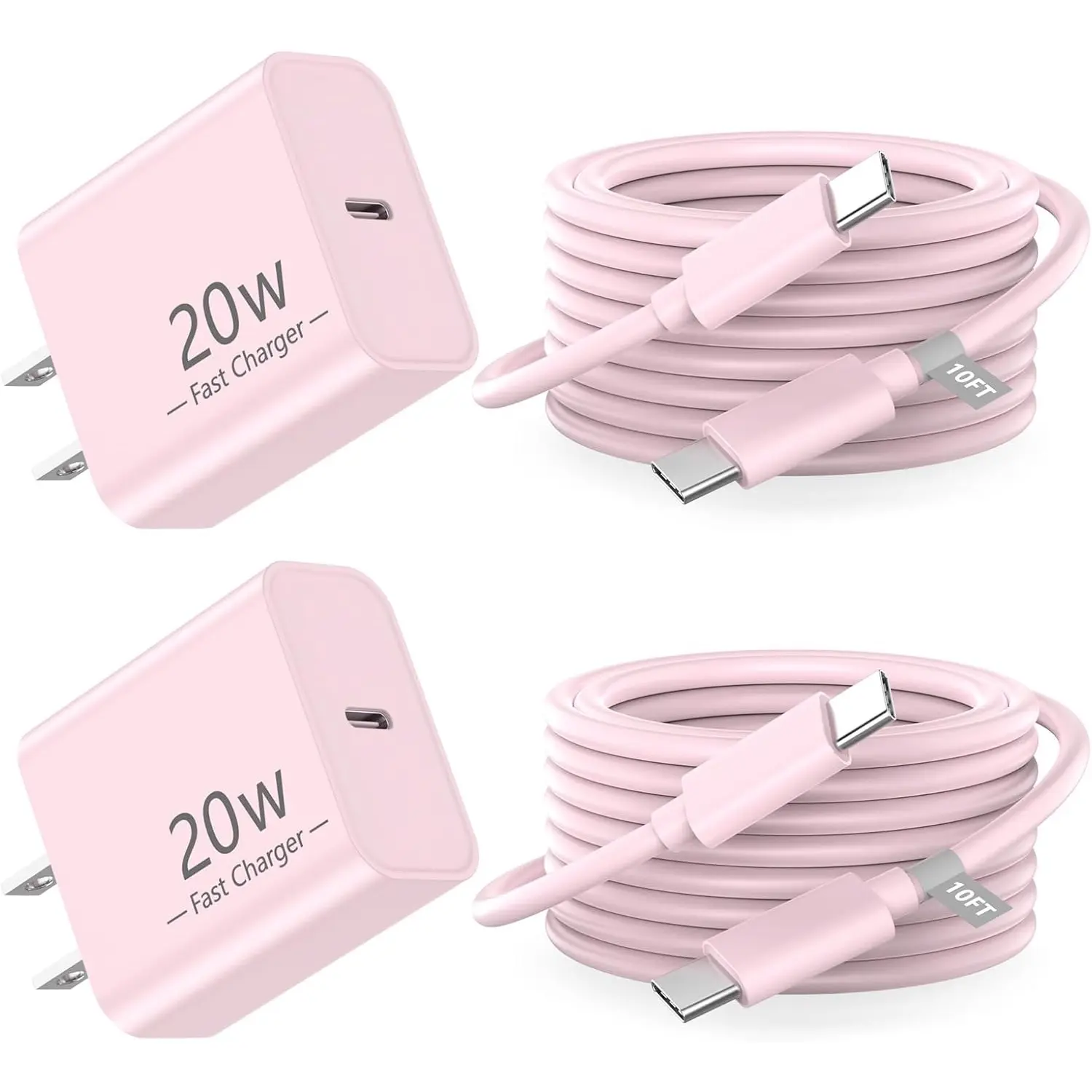 For iPhone 17 16 15 Charger Fast Charging 10 FT, 2 Pack 20W USB C Wall Charger with 10FT Type C Charger Fast Charging Cable for iPhone 17/17 Pro/17 Pro Max/Air/16/16 Pro/16 Pro Max/15 Pro Max