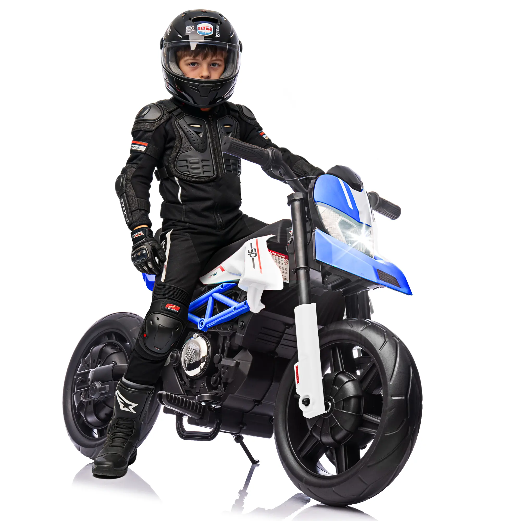Unisex 24V Kids Ride-On Electric Motorcycle Toy, 200W Rechargeable High-Capacity Battery Bike, 1-2h Playtime, EVA Run-Flat Anti-Slip Wheels Secure Handle Rough Play, Suspension System, 4.35-9 MPH Safe Speed for Ages 8+