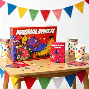 Magic Athletes Board Game with Expansion Pack, Fast-Paced Party Game, Includes 36 Racers, Dual-Sided Board, 2-6 Players, 20-Minute Playtime