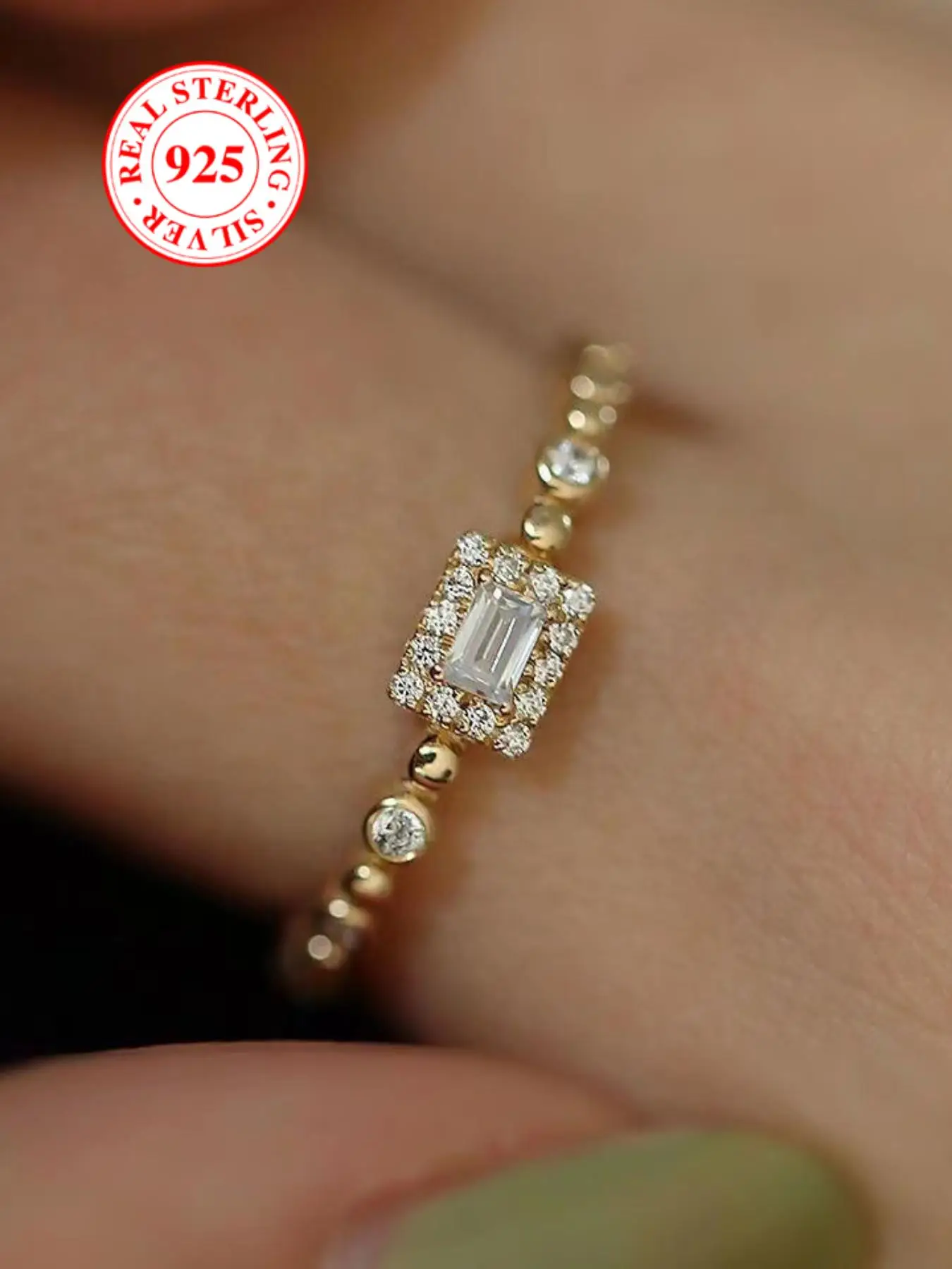 S925 Sterling Silver Fashionable Artificial Zircon Decorated Ring, 2024 New Style Elegant Jewelry for Women, Trendy All-match & Exquisite Jewelry for