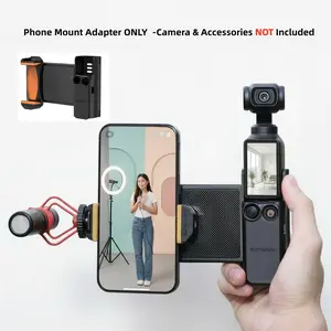 2-in-1 Grip for DJI Pocket 3 / Xtra Muse Expansion Phone Mount Adapter  Multi-Angle Handheld Vlog Rig with Cold Shoe 1/4" Screw Filter & SD Card Storage Anti-Slip Silicone Design for Osmo Pocket 3 Creator Combo