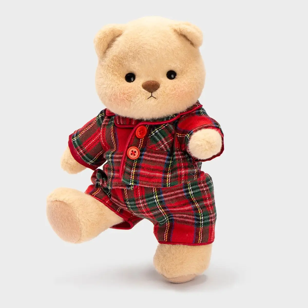 Getahug Christmas Red-Green Plaid Pajamas Teddybear Stuffed Animal, Handmade Moveable Jointed Toy, Durable Soft Fluffy Christmas Gift for Kids, Cute Toys, Fun Toys For Kids
