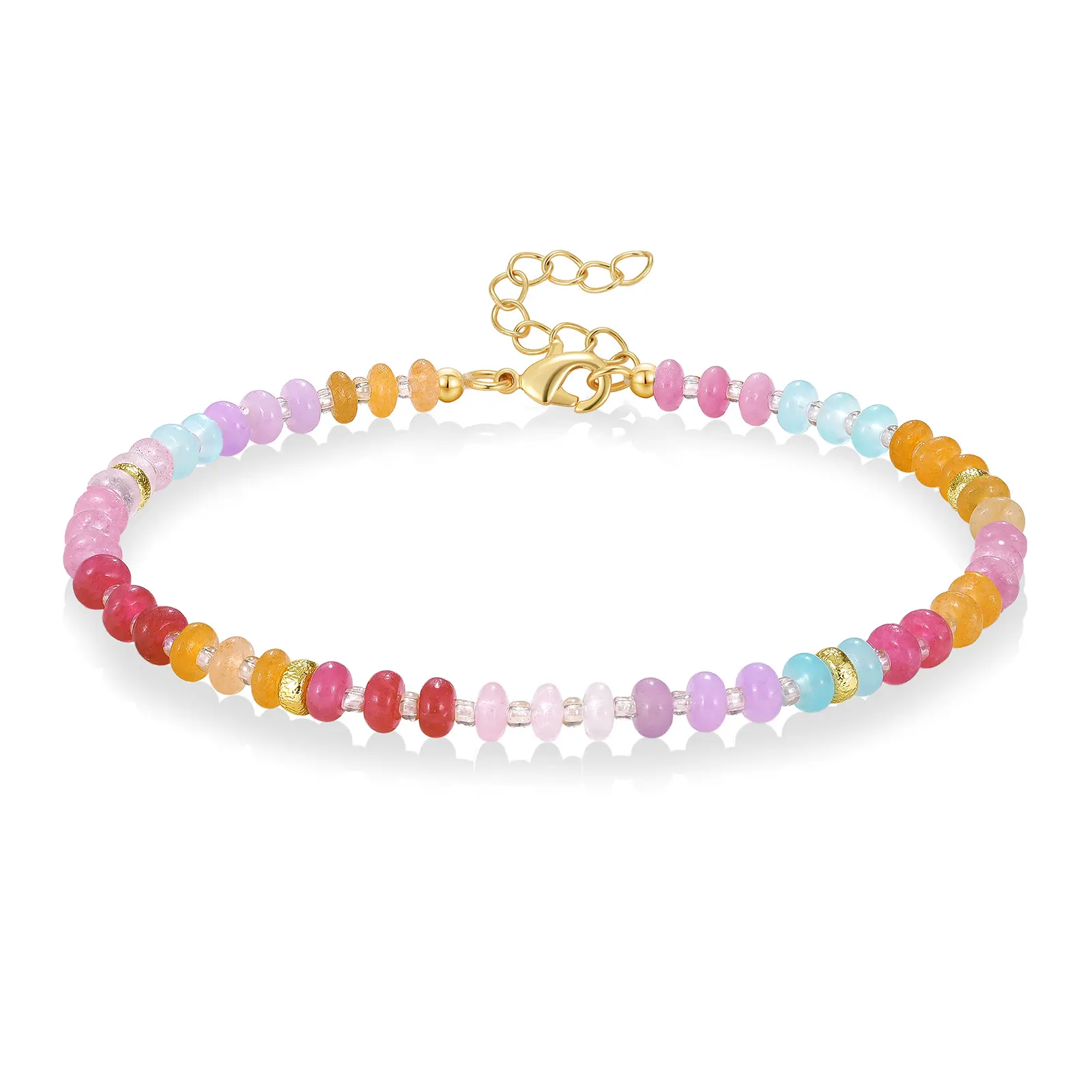 KissYan Beaded Ankle Bracelet for Women, Colorful Natural Gemstone Anklet, Waterproof Handmade Beach Summer Jewelry Gifts , Bead Anklets, Charm Anklet Anklets