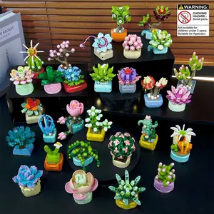 Creative Succulent Plant Building Block Set, DIY Toy, Educational Fun Desk Decor, High Aesthetic Desktop Decoration Gift