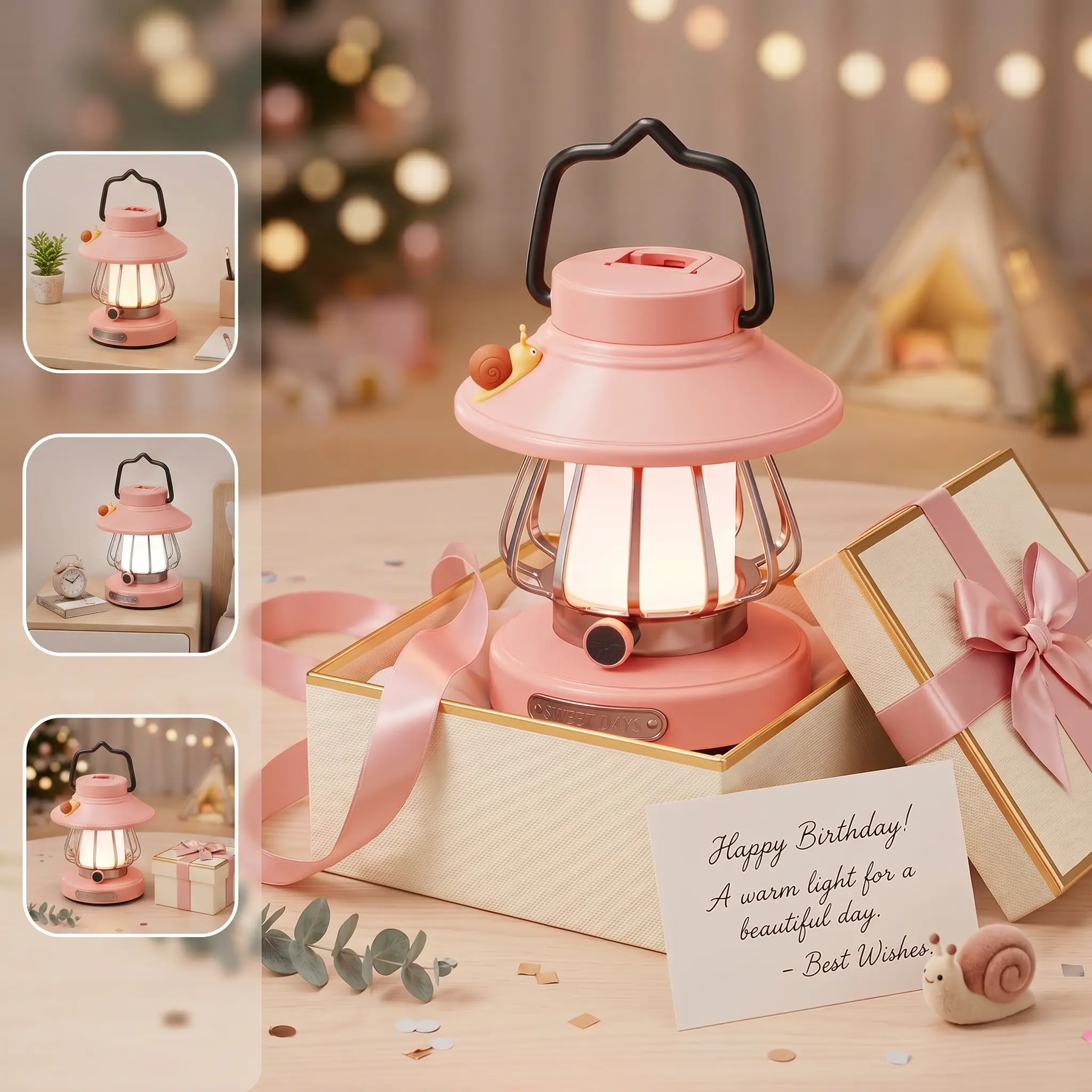 Cute Viral Trendy Snail Night Light for Kids,3-Color Stepless Dimming ABS Lantern, Safe No Sharp Edges Easy-to-Use, Ideal Birthday Gift for Toddlers, Camping & Bedroom Decor