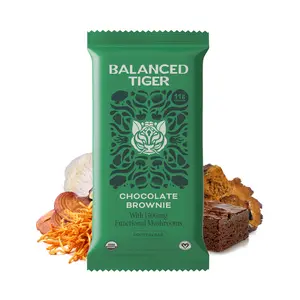 Organic Functional Mushroom Protein Bars | Full Dose (1500mg) Lions Mane, Chaga, Reishi & Cordyceps Bars | Vegan | Chocolate Brownie Flavor
