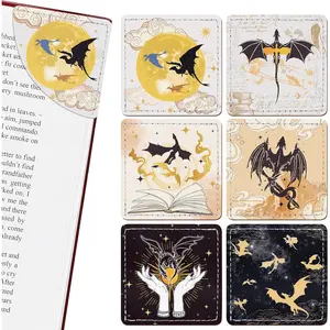 Fantasy Dragon Bookmark Gifts - 6 count Wing Leather Corner Bookmarks for Women Men Book Lover Teachers Students Fourth Page Markers Merch Reading Accessories Bookish  for Birthday Christmas