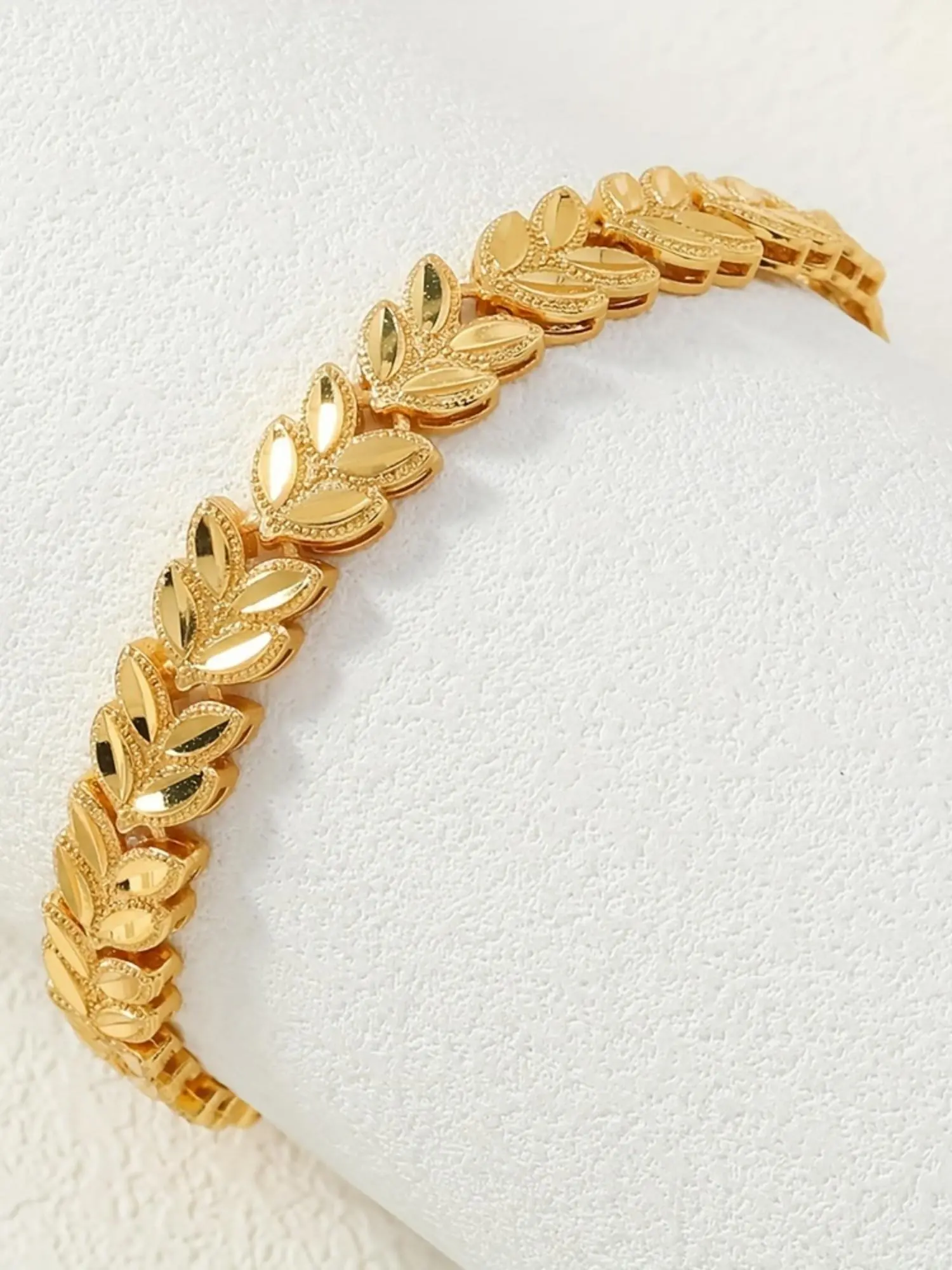24k Golden Plated Copper Wheat Sheaf Bracelet, Luxury Tribal Design Adjustable Open Cuff Bangle for Women, Beautiful Bracelets, Ideal for Gift, Wedding, Valentine's Day, Trendy Stack Bangle, Jewelry Bracelet