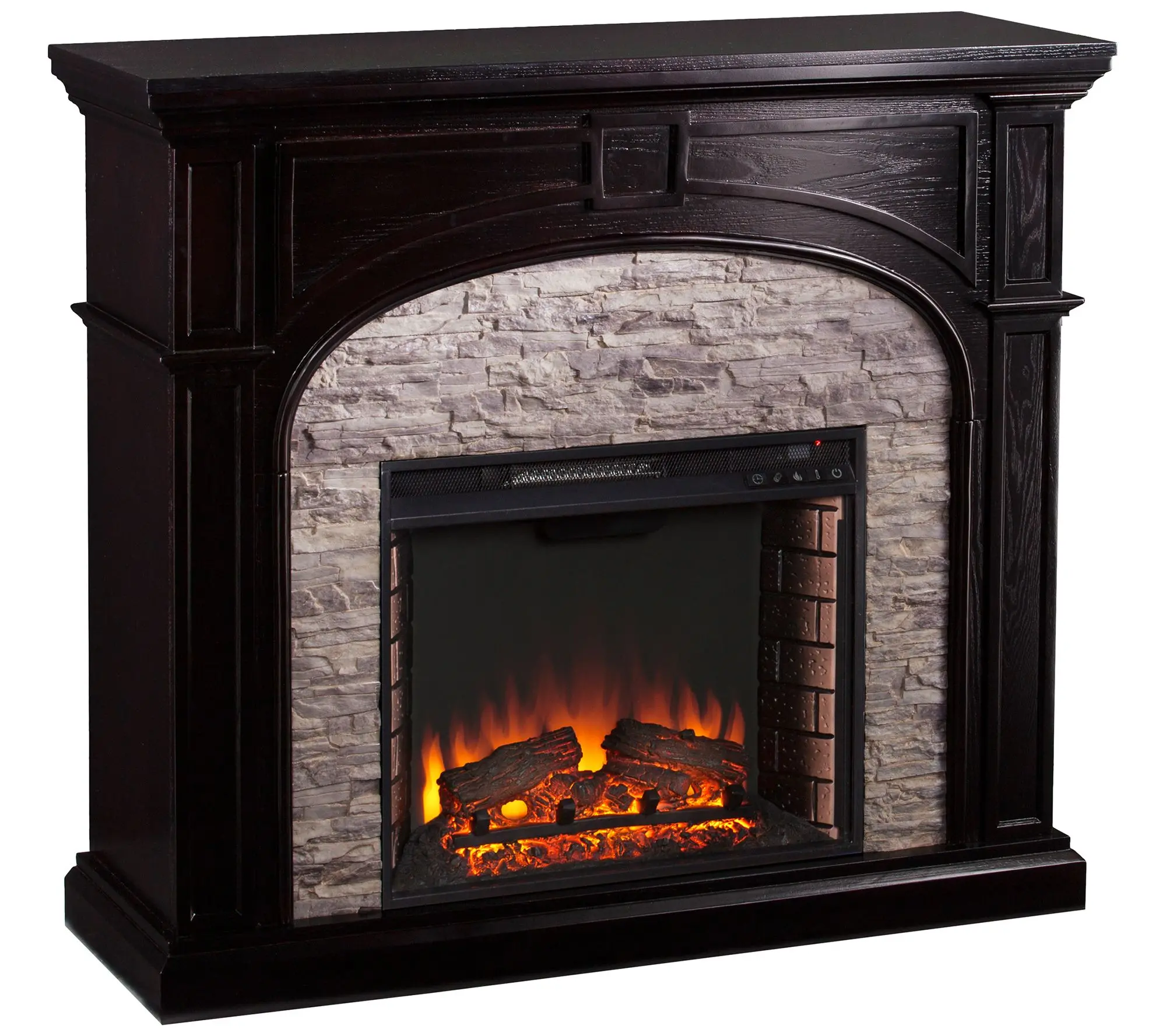 Tanaya Electric Fireplace - Ebony w/ Gray Stacked Stone Tanaya Electric Fireplace - Ebony w/ Gray Stacked Stone