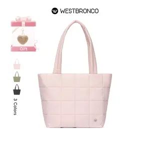 WESTBRONCO puffer Women Waterproof Tote bag 2026 spring trendy chic Lightweight Shoulder Handbag 11‘’Laptop For Travel Work University Mom Girl travel essentials Fashion Diaper  Bag gift for her