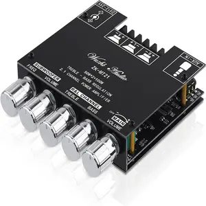 Bluetooth 5.0 Audio Amplifier Board, WUZHI ZK-MT21 2.1 Channel 50W X 2 +100W Mini Subwoofer Power Amp HiFi Digital Audio Amp Module for Home Speakers (20-100W, 4-8), DC 12-24V, BT AUX Input
