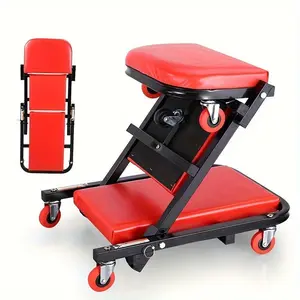 36-Inch 2-in-1 Z-Crawl Seat with Adjustable Rolling Folding Design 500 lb Capacity Heavy-Duty Steel Frame 6 Swivel Casters for Smooth Mobility Comfortable Padded Mechanic Chair and Creeper for Auto Repair and Workshop Use